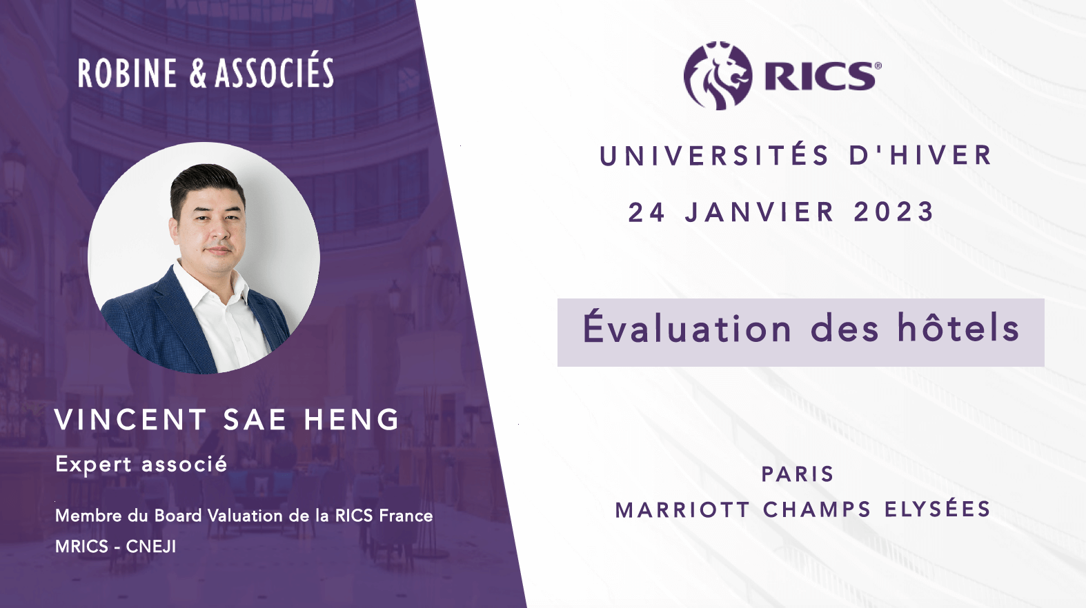 Conférences RICS – Évaluation des hôtels