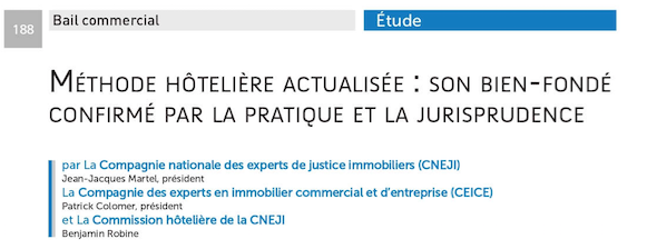 Méthode hôtelière actualisée : son bien-fondé confirmé par la pratique et la jurisprudence – AJDI Mars 2023