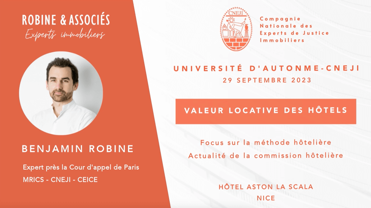 Valeur locative hôtelière – Université d’automne de la CNEJI 2023